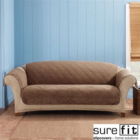 Sure Fit Cocoa Reversible Quiltedsherpa Sofa Cover 14982624