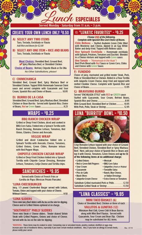 lunch specials - Valle Luna Mexican Restaurants