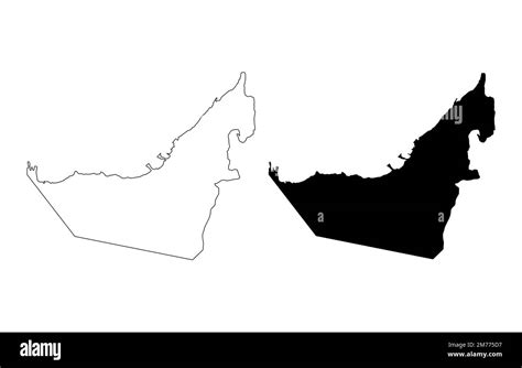 Set Of United Arab Emirates Map Icon Geography Blank Concept Graphic