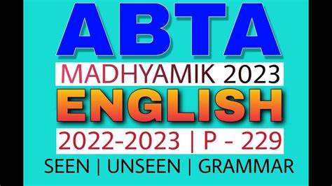 Abta Test Paper Madhyamik Abta Test Paper Class English