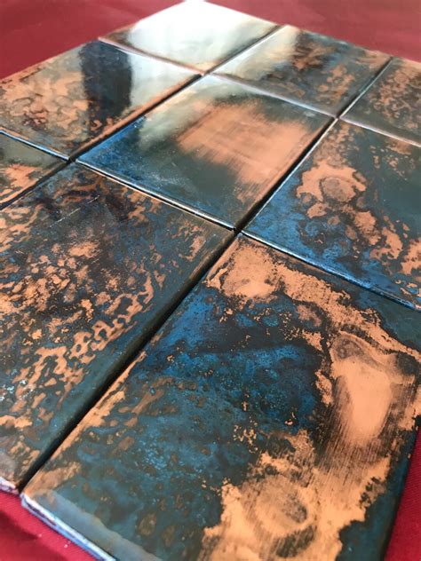 Dark Blue Patina Copper Tiles Decorative Tiles Kitchen Tile Wall Tiles 6x6 5x5 4x4