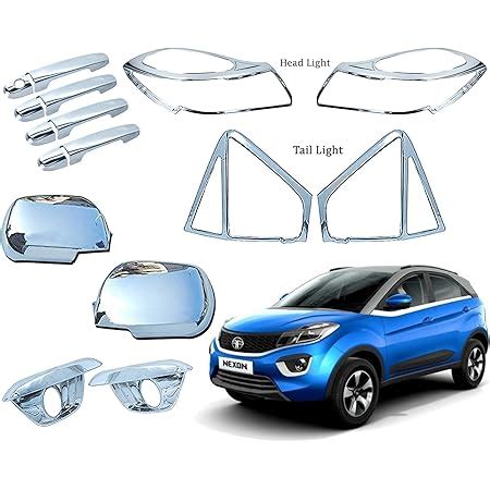 Car Saaz Exterior Chrome Accessories Combo Kit Compatible With Nexon