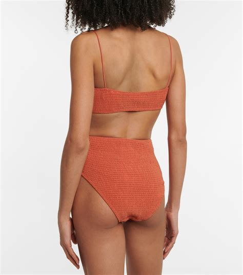 Toteme Smocked High Rise Bikini Bottoms Toteme