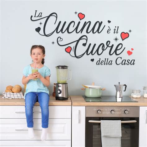 La Cucina Il Cuore Della Casa Scritta Adesiva Da Parete Gigio Store