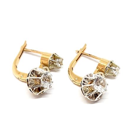 Proantic: Vintage White Sapphire Earrings 18k Yellow Gold