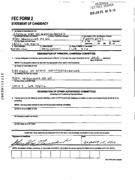 Fillable Online FEC FORM 2 Fax Email Print PdfFiller