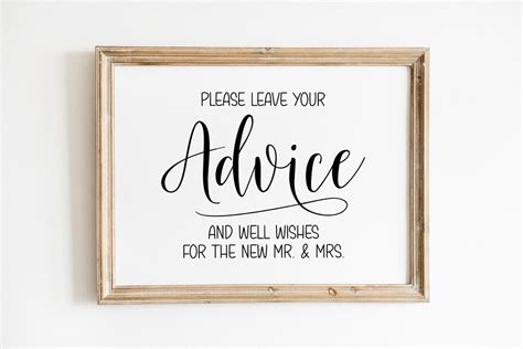 Please Leave Your Advice And Well Wishes For The New Mr And Mrs Wedding Signs Advice Sign