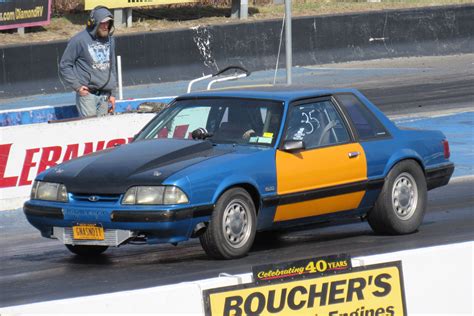 Turbocharged Fox Body Ford Mustang On Drag Radials Racing At Lebanon