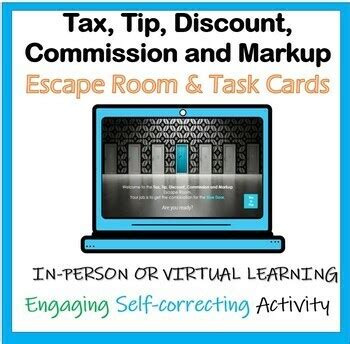 Percent Tax Tip Discount Commission Markup Activity Escape Room