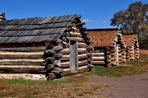 Valley Forge, PA: Winter Encampment Log Cabins Editorial Photo - Image ...