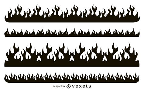 Fire Silhouette Set Material Design Background Pattern Tattoo