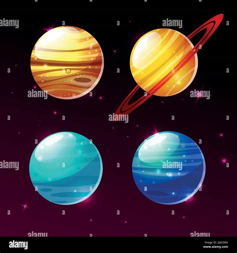 Planetas De Galaxia Ilustración Vectorial Iconos De Dibujos Animados Marte Mercurio O Venus Y