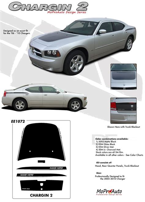 Chargin 2 Charger Style Vinyl Graphics Kit For 2006 2010 Dodge Charger Charger Accessories