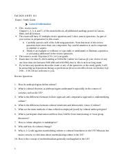 Anth Exam Study Guide Docx Fall Anth Exam Study