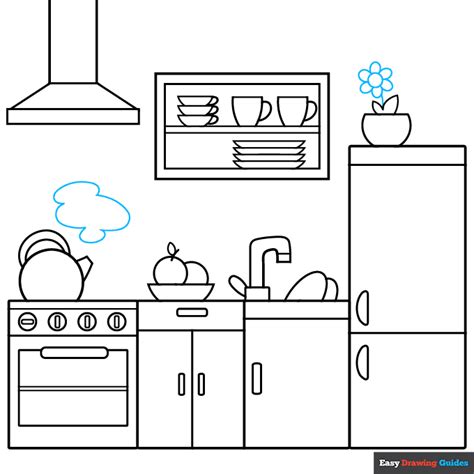 How to Draw a Kitchen - Really Easy Drawing Tutorial