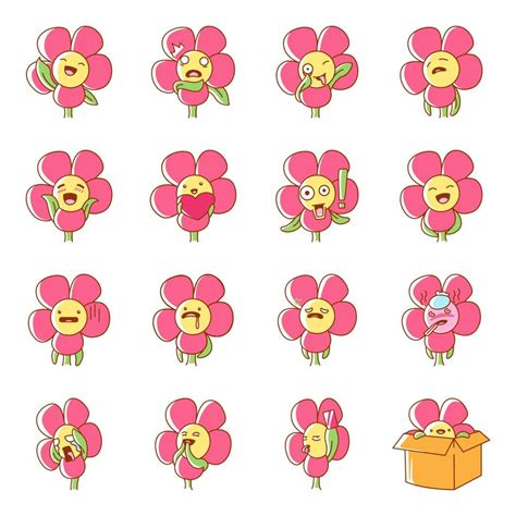 Flower Emoticon Set 20372365 Vector Art At Vecteezy