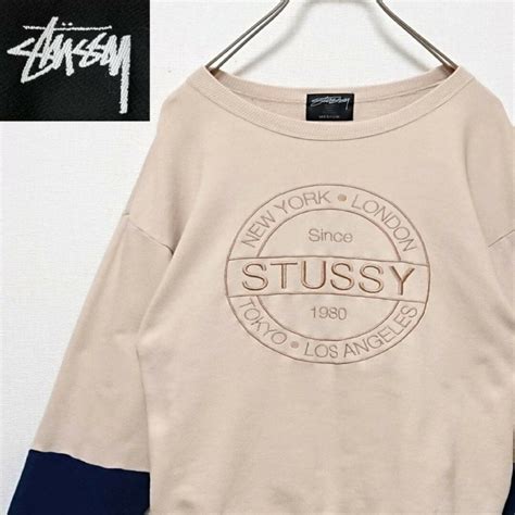 Stussy 希少 ステューシー フロント 刺繍 ロゴ 袖 ボーダー ショート丈 スウェットの通販 By Hikarus Shop