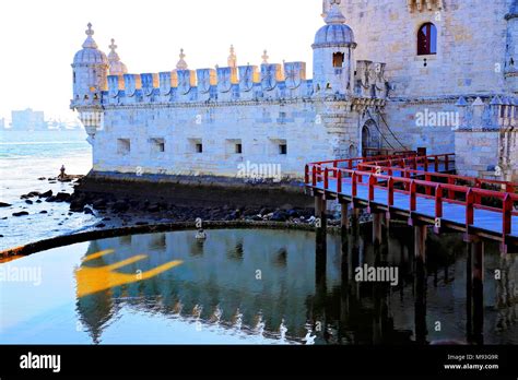 Lisbon, Belem Tower at sunset Stock Photo - Alamy