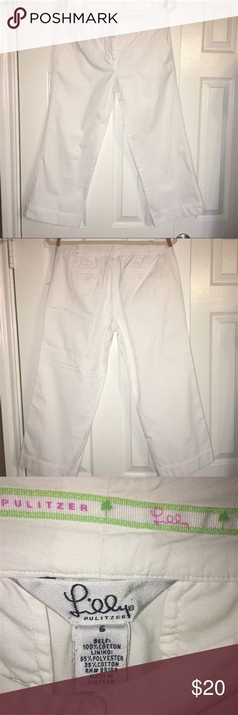 Lilly Pulitzer White Cotton Cropped Pants Size Cotton Cropped Pants