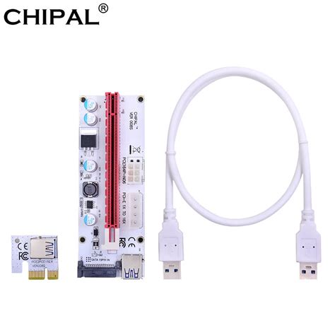 Chipal 100pcs White Ver008s 60cm Pci E Riser Card Pcie 1x To 16x Extender With 4pin 6pin Sata