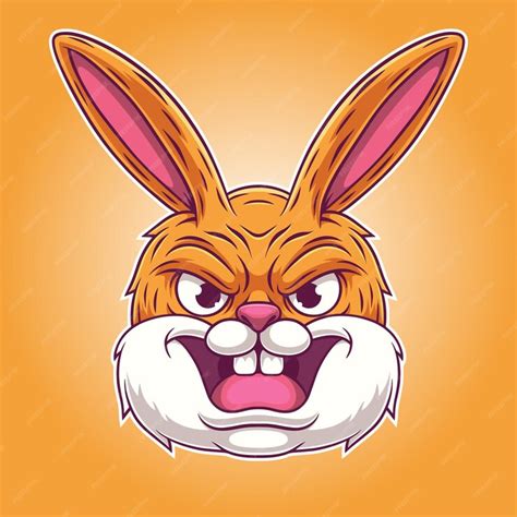 Premium Vector | Rabbit face with angry emotion mascot illustration