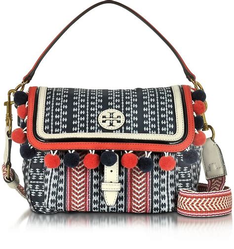 Tory Burch Scout Multicolor Nylon Pom Pom Crossbody Shoulder Bag Purses And Handbags Bags