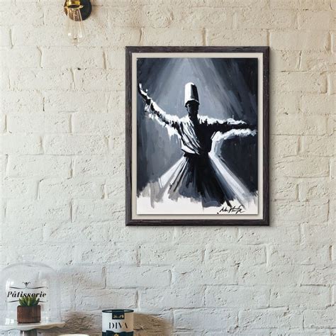 Turkish Dervish Whirling Mevlana Oil Painting Islamic Wall Art Etsy