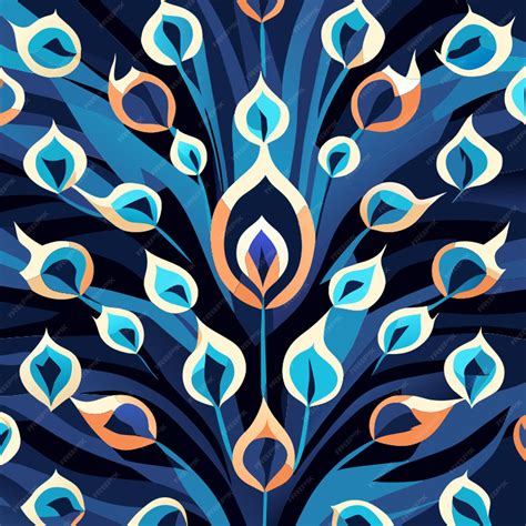 Premium Vector Peacock Feather Inlay Pattern Seamless Vector Illustration