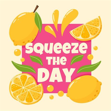 Premium Vector Fun Lemon Vector Illustration With Text Squeeze The