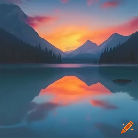 Breathtaking Mountain Lake At Sunset In Ultra High Definition 32k