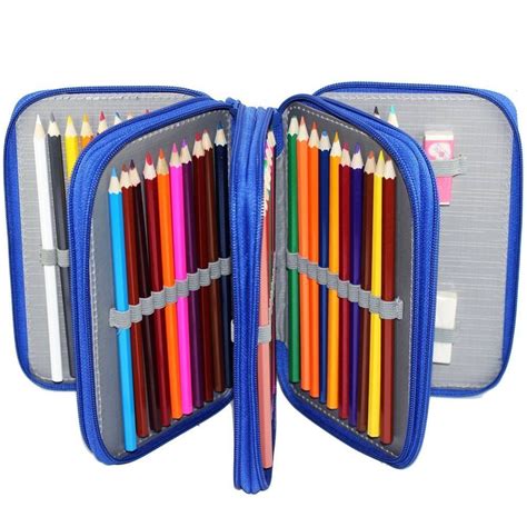 Pencil Case Zippered 72 Pencil Holder Blue Pencil Storage Pencil