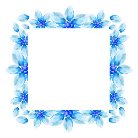 Watercolor Blue Frame Template Isolated On White Vector Set Border