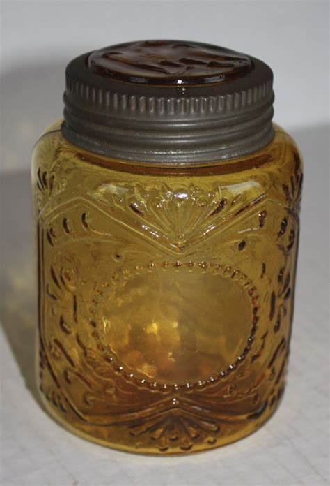 Amber Flaccus Brothers Fruit Canning Jar Raised Eagle Lid Insert Rare Ebay Antique Glass