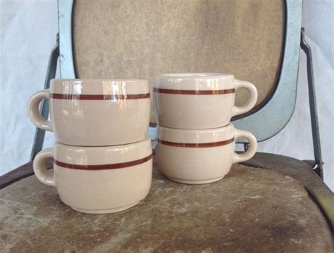 Vintage Sterling Restaurant Ware Diner Mugs In Desert Tan Set Etsy