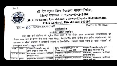 Exam Date Extended New Date Announced Sri Dev Suman Uttrakhand