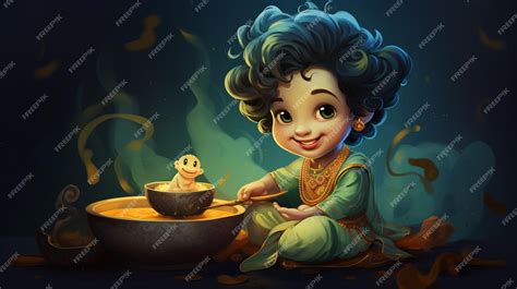 Premium Photo | Little lord krishna image aigenerated