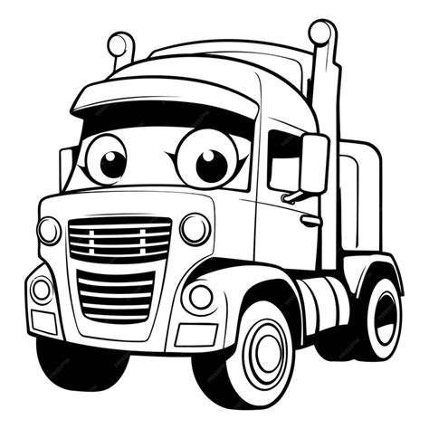 Premium Vector | Black and white cartoon truck illustration for ...