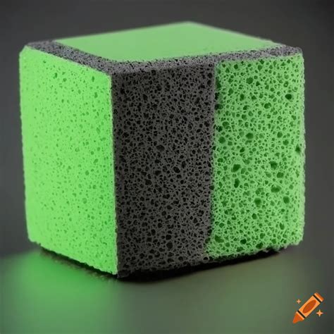 Close Up Of Black And Green Foamed Cube On Craiyon