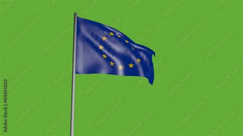 3d Flag Of European Union Green Background 3d European Union Flag