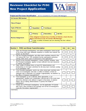 Fillable Online Va Central Irb Reviewer Checklist For Pi Sc New