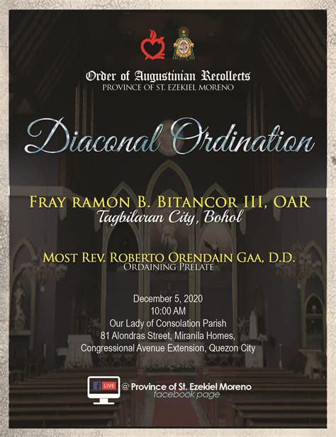 Invitation Diaconal Ordination Province Of St Ezekiel Moreno