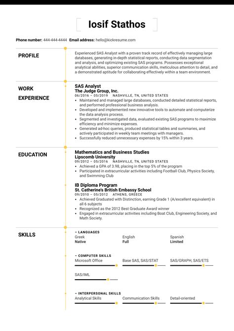 Sas Analyst Resume Sample Kickresume