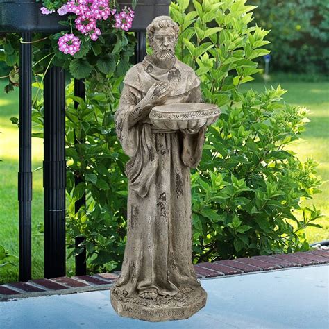 St Francis Garden Statue Bird Feeder Fasci Garden