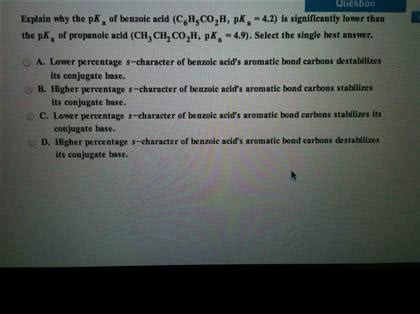 OneClass Explain Why The PK A Of Benzoic Acid C6 H5 CO 2 H PK A 4