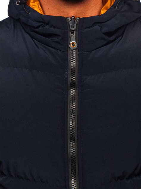 Chaqueta Reversible Acolchada De Invierno Para Hombre Azul Oscuro Y