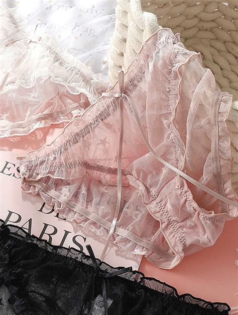 Sexy Transparent Lace Bowknot Panties Briefs Underwear FloraShe