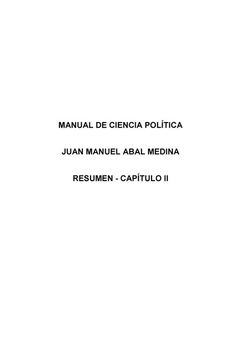 Resumen Abal Medina Manual de Ciencia Política Cap II MANUAL DE