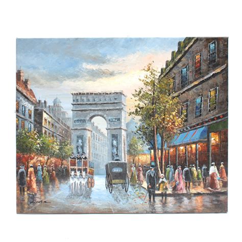 Oil Painting of Paris Street Scene | EBTH