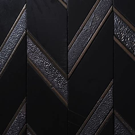 Magma Chevron Barcelona Black Iron Polished Mosaic Tile Tilebar