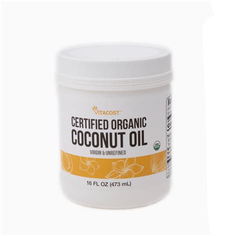 Vitacost Certified Organic Virgin Unrefined Coconut Oil 16 Fl Oz